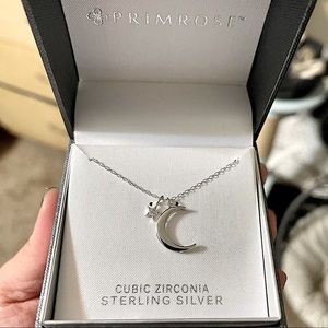 PRIMROSE Sterling Silver Star & Crescent Moon Necklace